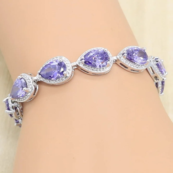 Water Drop Silver Color Bracelet Women\'s Extended 8 Color Zircon Gift Fashion Bracelet