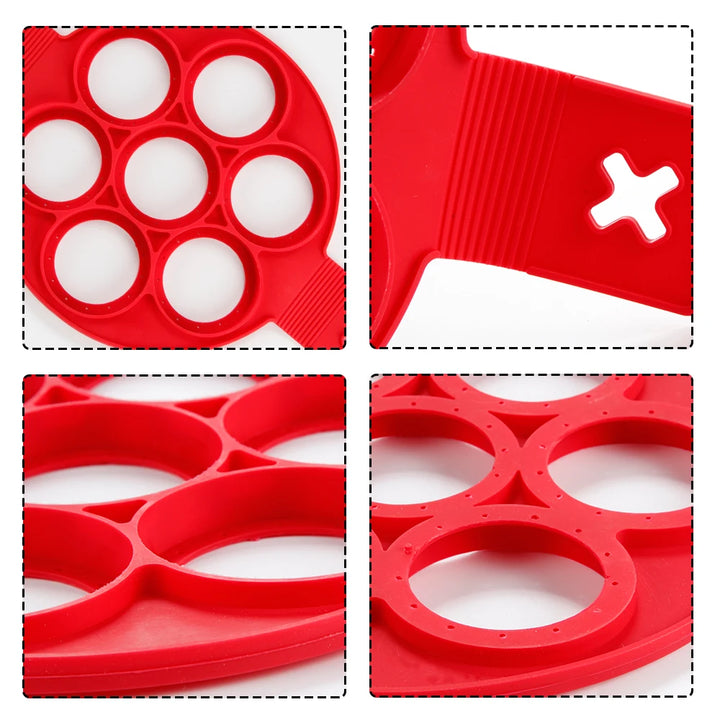 Nonstick Silicone Pancake Maker - 7-Hole Mold