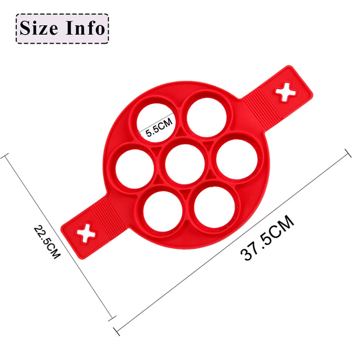 Nonstick Silicone Pancake Maker - 7-Hole Mold