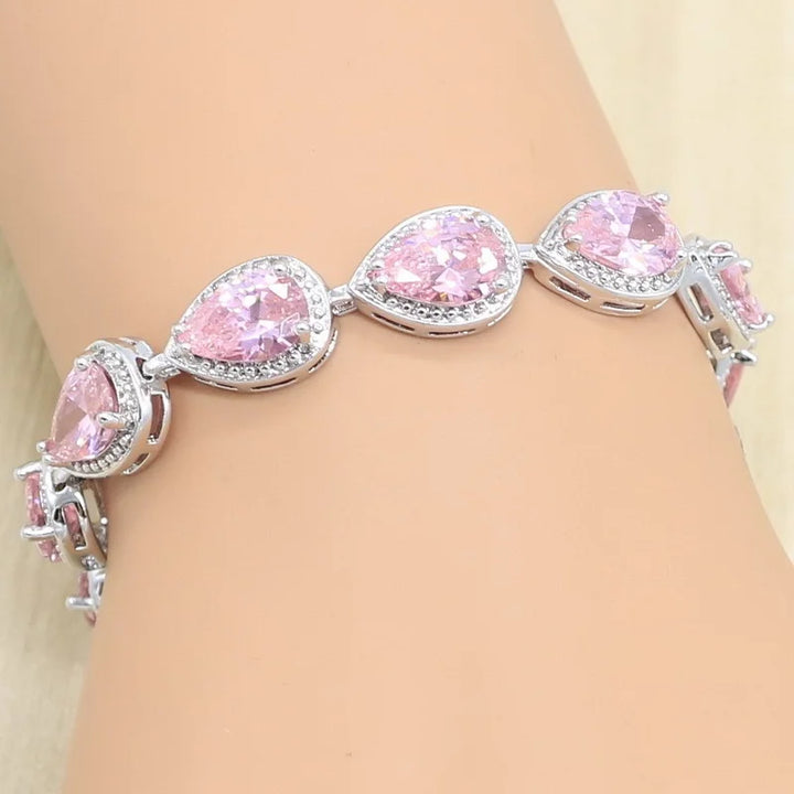 Water Drop Silver Color Bracelet Women\'s Extended 8 Color Zircon Gift Fashion Bracelet