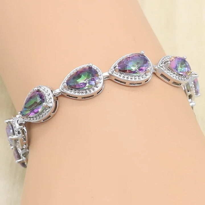 Water Drop Silver Color Bracelet Women\'s Extended 8 Color Zircon Gift Fashion Bracelet