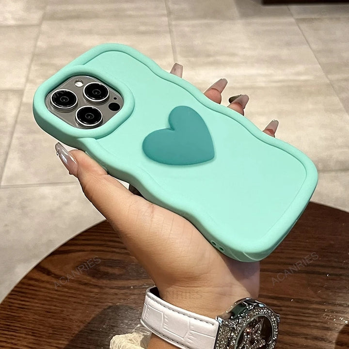 Cute 3D Love Heart Candy Wavy Silicone Case For Iphone