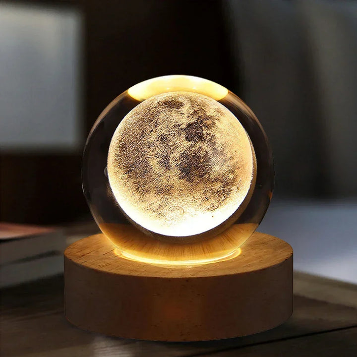 3D Crystal Ball Lamp with Galaxy and Planetary Projections