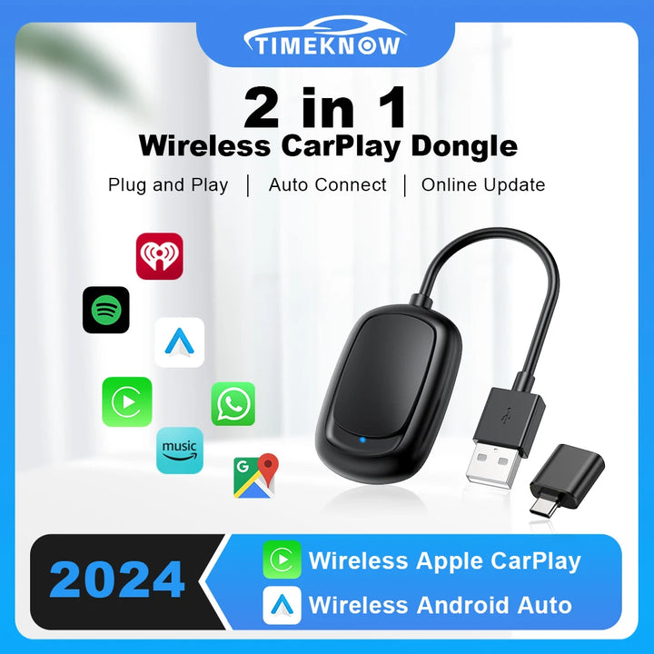 2 in 1 Wireless CarPlay  For Android & Apple