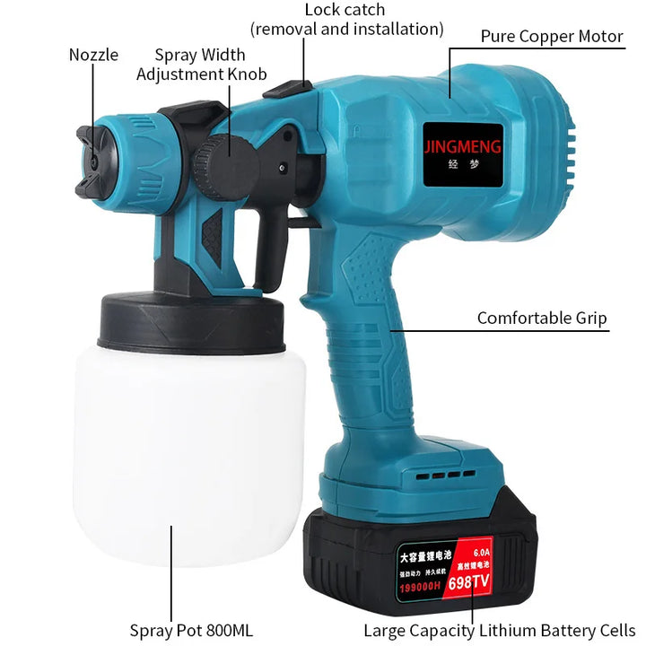 Cordless 800ML Electric Spray Gun for Paint