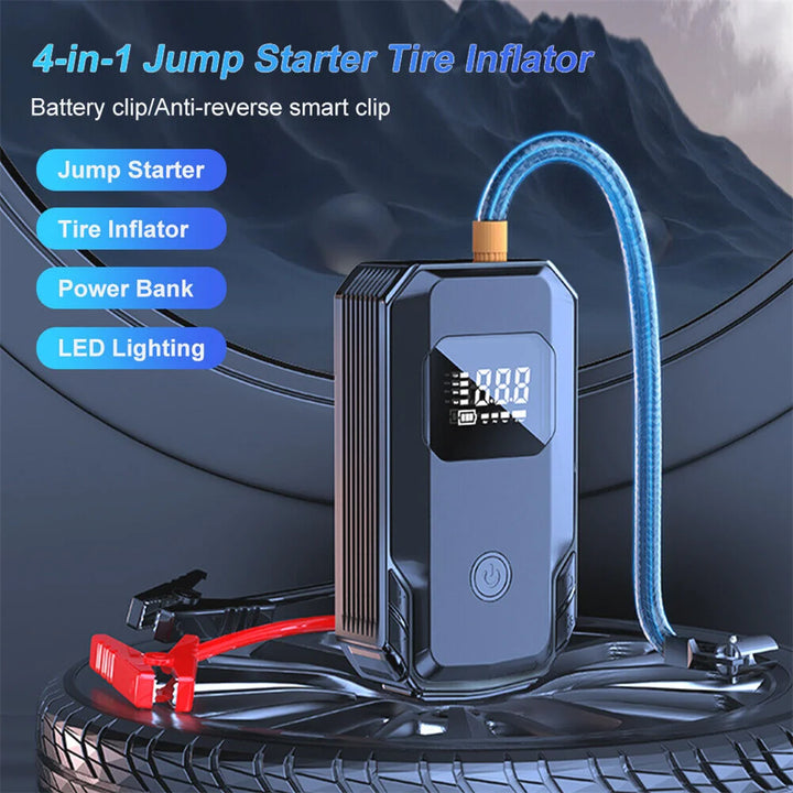 4-in-1 Portable Car Jump Starter & Air Compressor