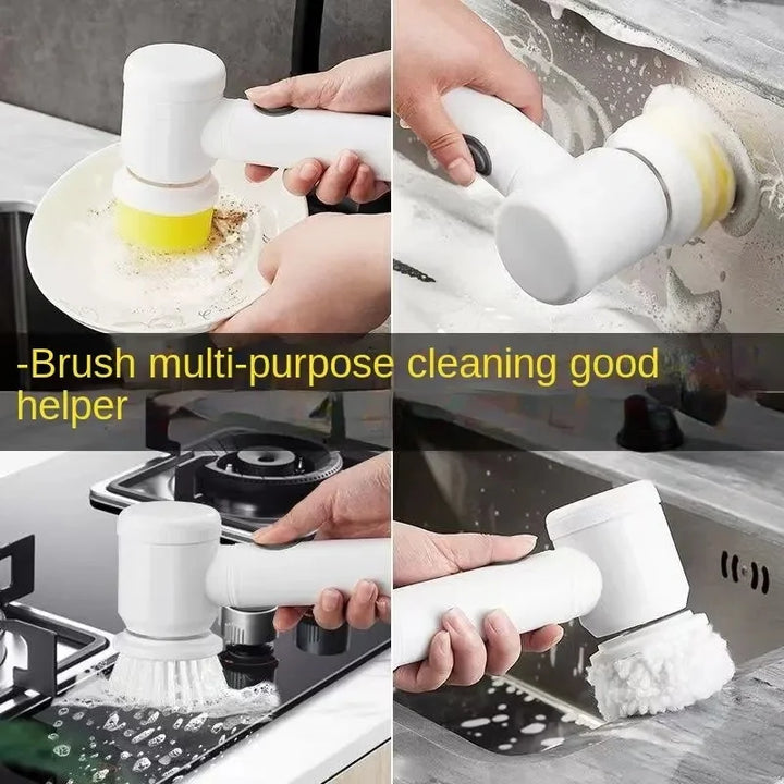 Electric Spin Cleaning Brush with 5 Replaceable Brush Heads