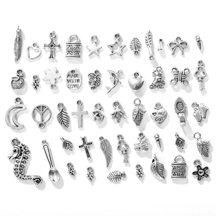 100/200pcs Tibetan Silver Mixed Pendant Charms