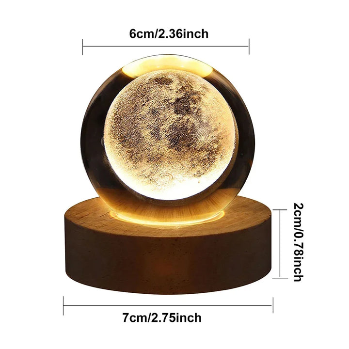 3D Crystal Ball Lamp with Galaxy and Planetary Projections