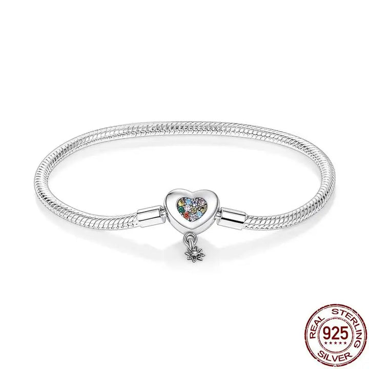 Sterling Silver Snake Chain Bracelet with  Charm  for Women