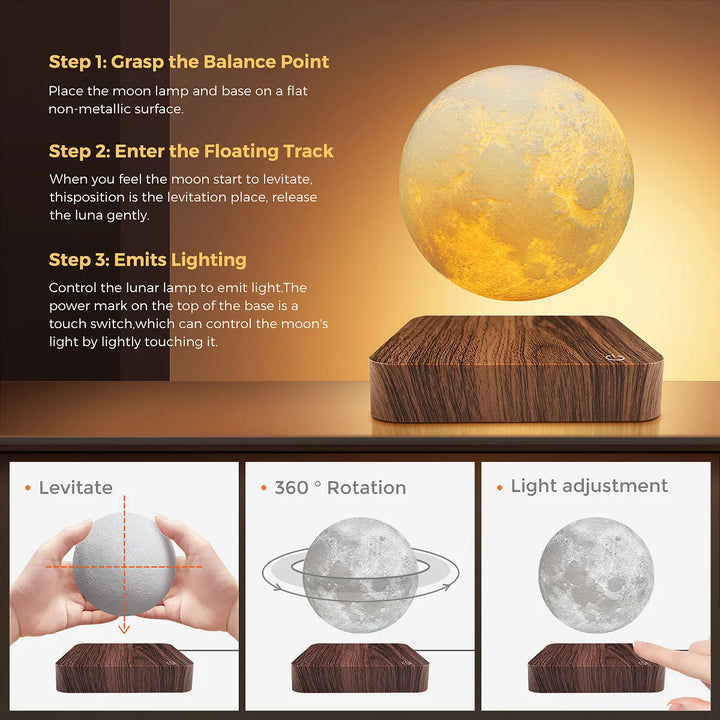 Levitating Moon Magnetic and Bulb Lamp