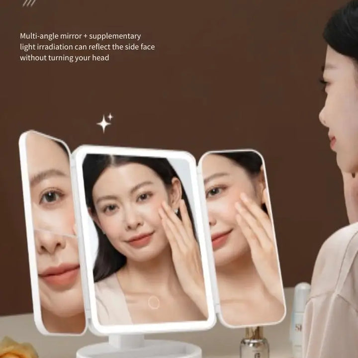 Trifold Makeup Mirror LED Lights