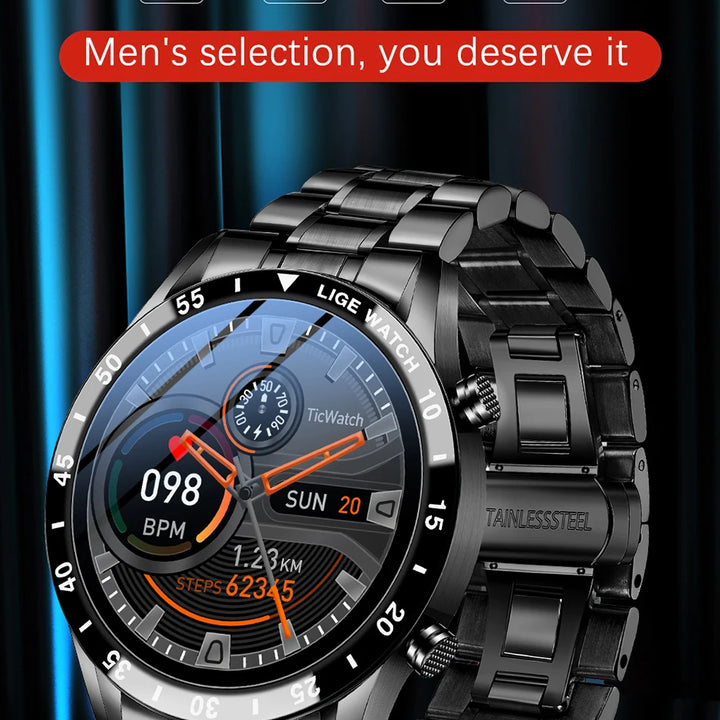 LIGE 2024 Smart Watch Men Full Circle Touch Screen