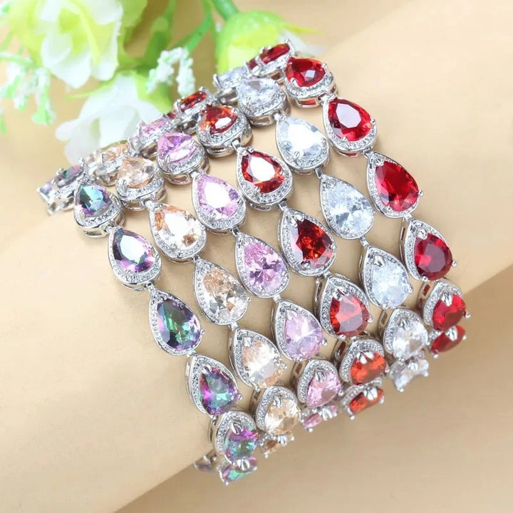 Water Drop Silver Color Bracelet Women\'s Extended 8 Color Zircon Gift Fashion Bracelet