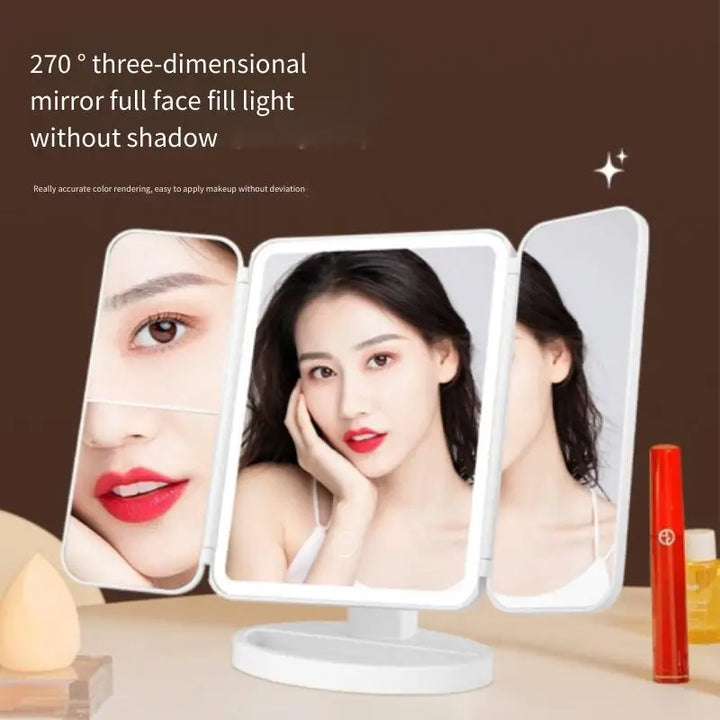 Trifold Makeup Mirror LED Lights