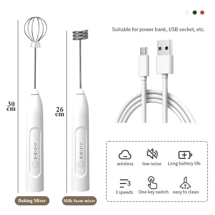 USB Rechargeable Electric Foam Wand Maker for Coffee