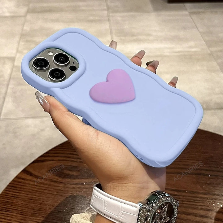 Cute 3D Love Heart Candy Wavy Silicone Case For Iphone