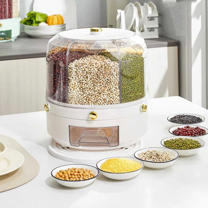 360 Degree Kitchen Food Dispenser - 6 Grids