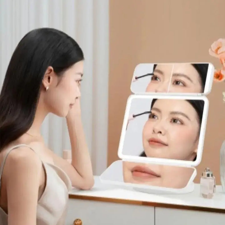 Trifold Makeup Mirror LED Lights