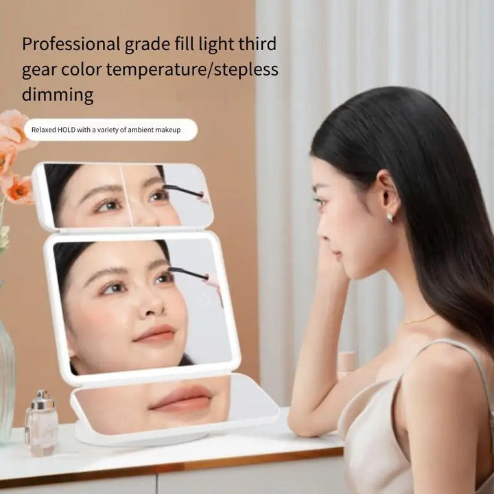 Trifold Makeup Mirror LED Lights