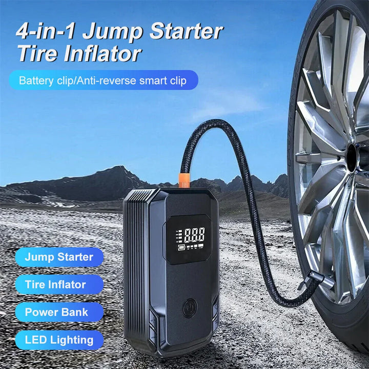 4-in-1 Portable Car Jump Starter & Air Compressor